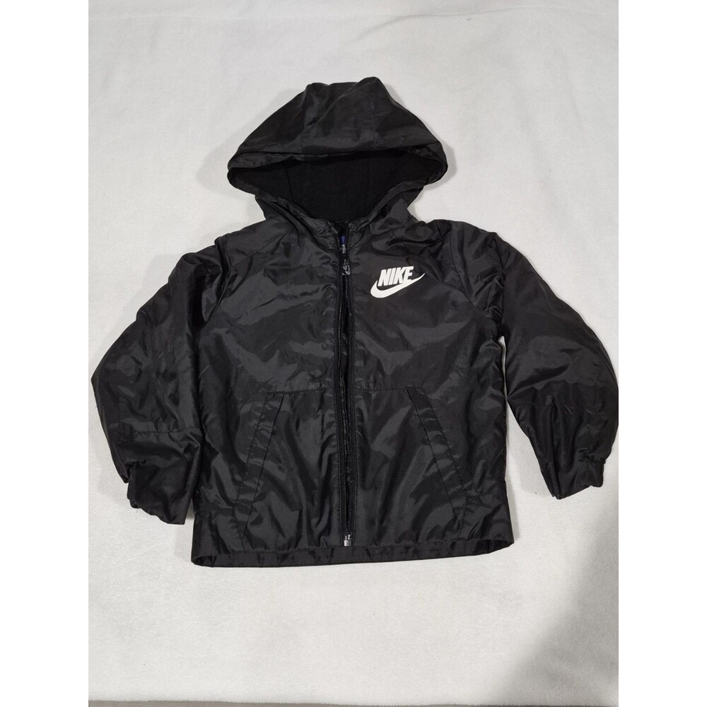 Nike Boys Black Hooded Windbreaker Jacket Size 4T - Flawed Zipper